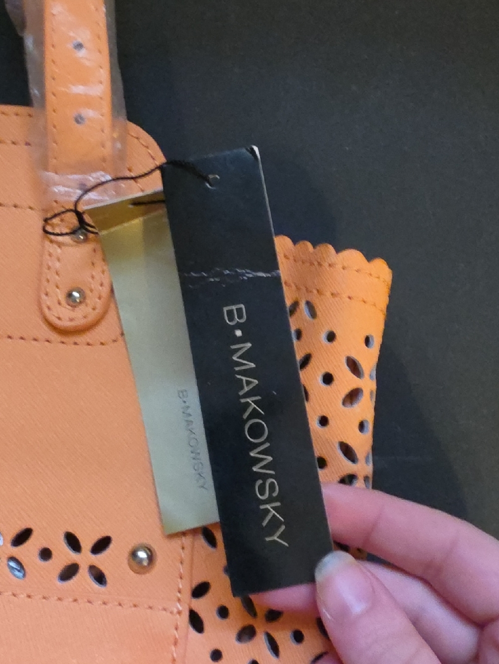 B. Makowsky Orange Perforated Mini Tessa Purse. NWT - Picture 3 of 7